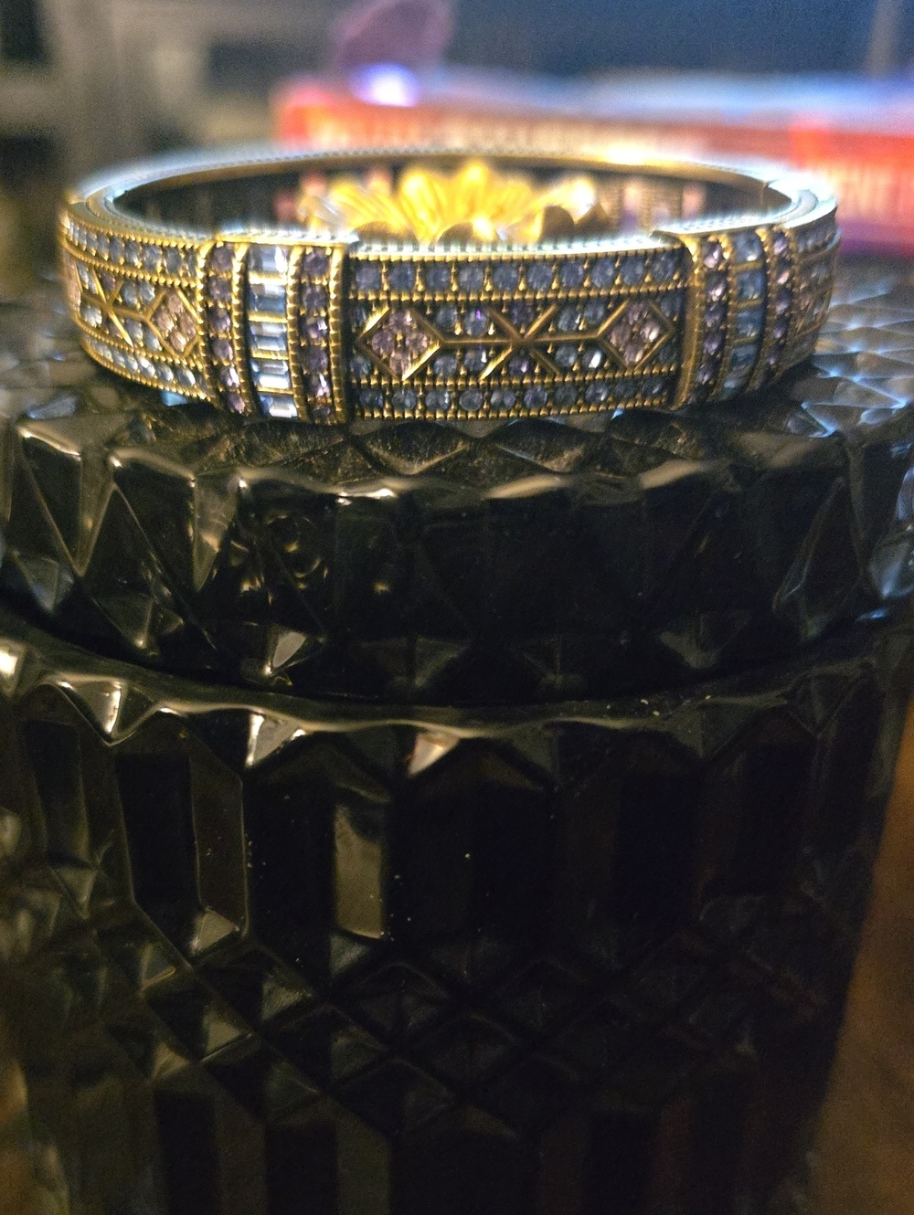 Heidi Daus Gold-Tone Crystal Filigree Bangle Bracelet